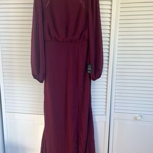 Lulu's Deep Burgundy Long Sleeve Dress